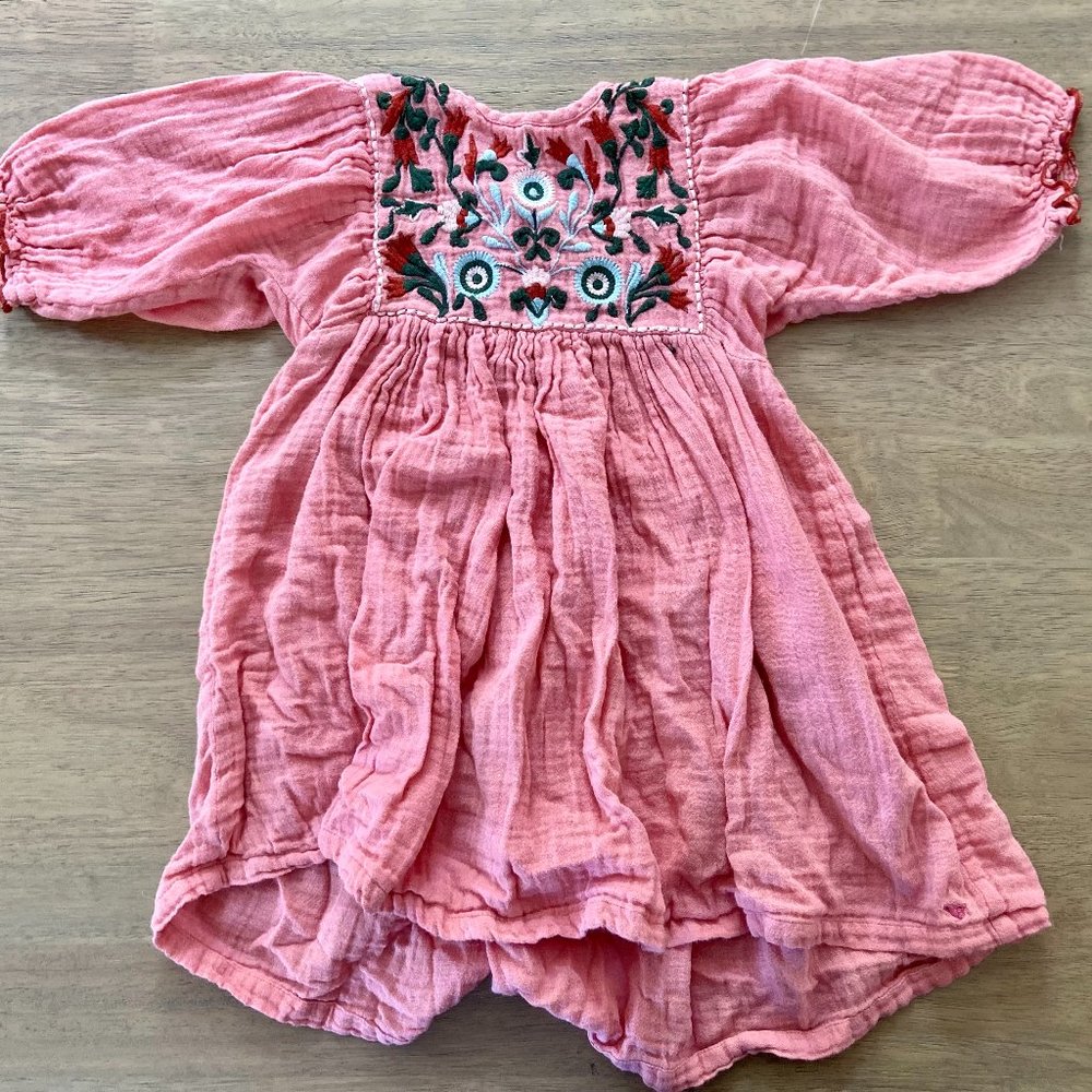 Pink Chicken Embroidered Dress